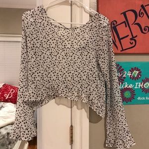 Star print belle sleeve top